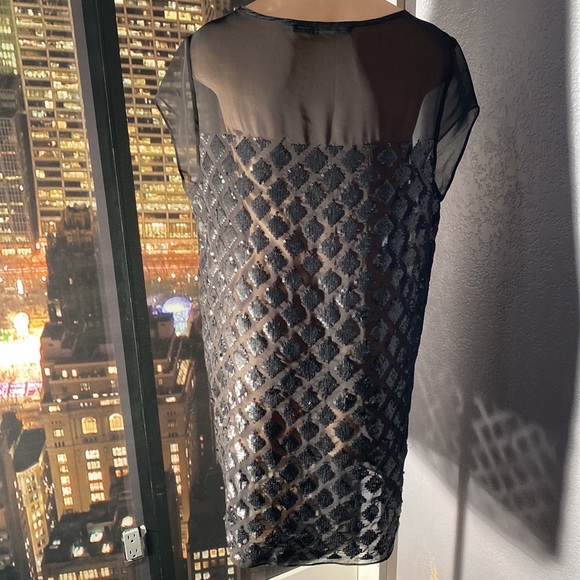ALLSAINTS - sheer mesh s/s dress tunic w black lattice sequins on both sides - 8 - Picture 14 of 16